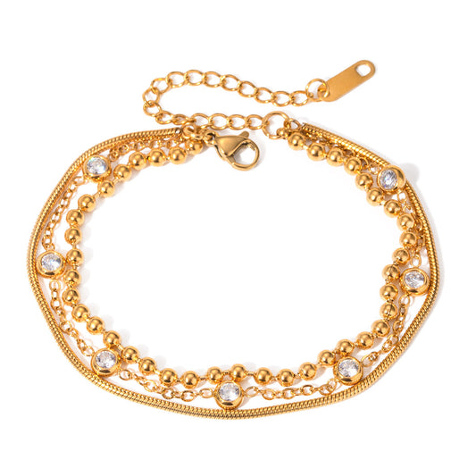 18K Gold-Plated Stainless Steel Multi-Layer Bracelet