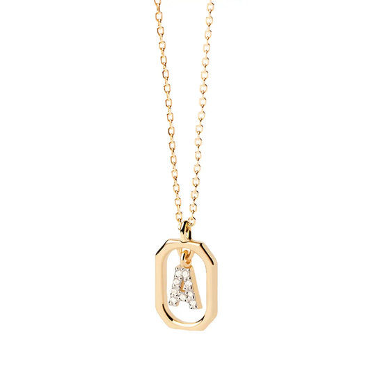 CZ Gold‑Plated Initial Necklace